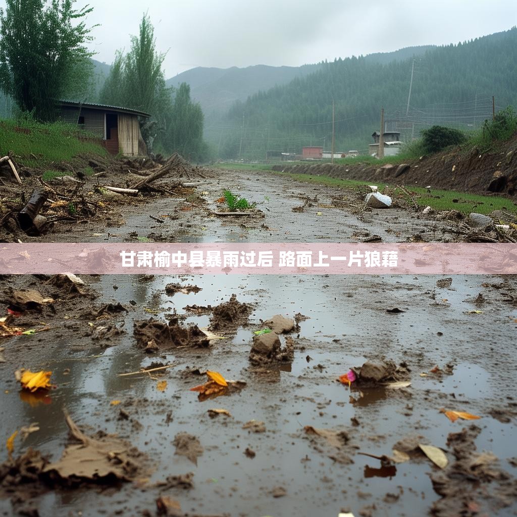 甘肃榆中县暴雨过后 路面上一片狼藉