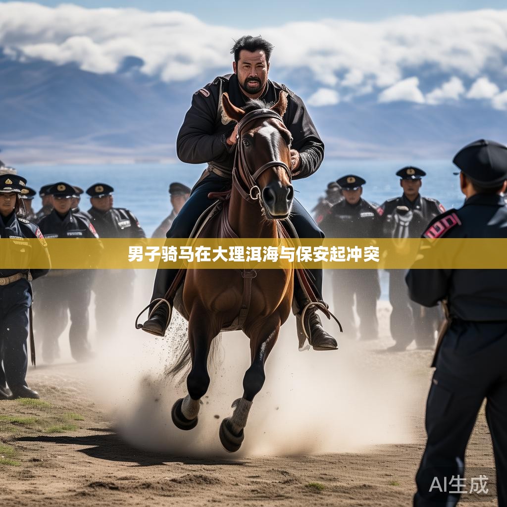 男子骑马在大理洱海与保安起冲突