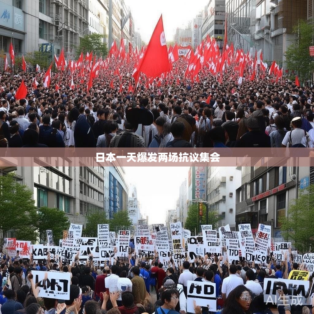 日本一日内两场抗议集会现场 日本一日内两场抗议集会现场
